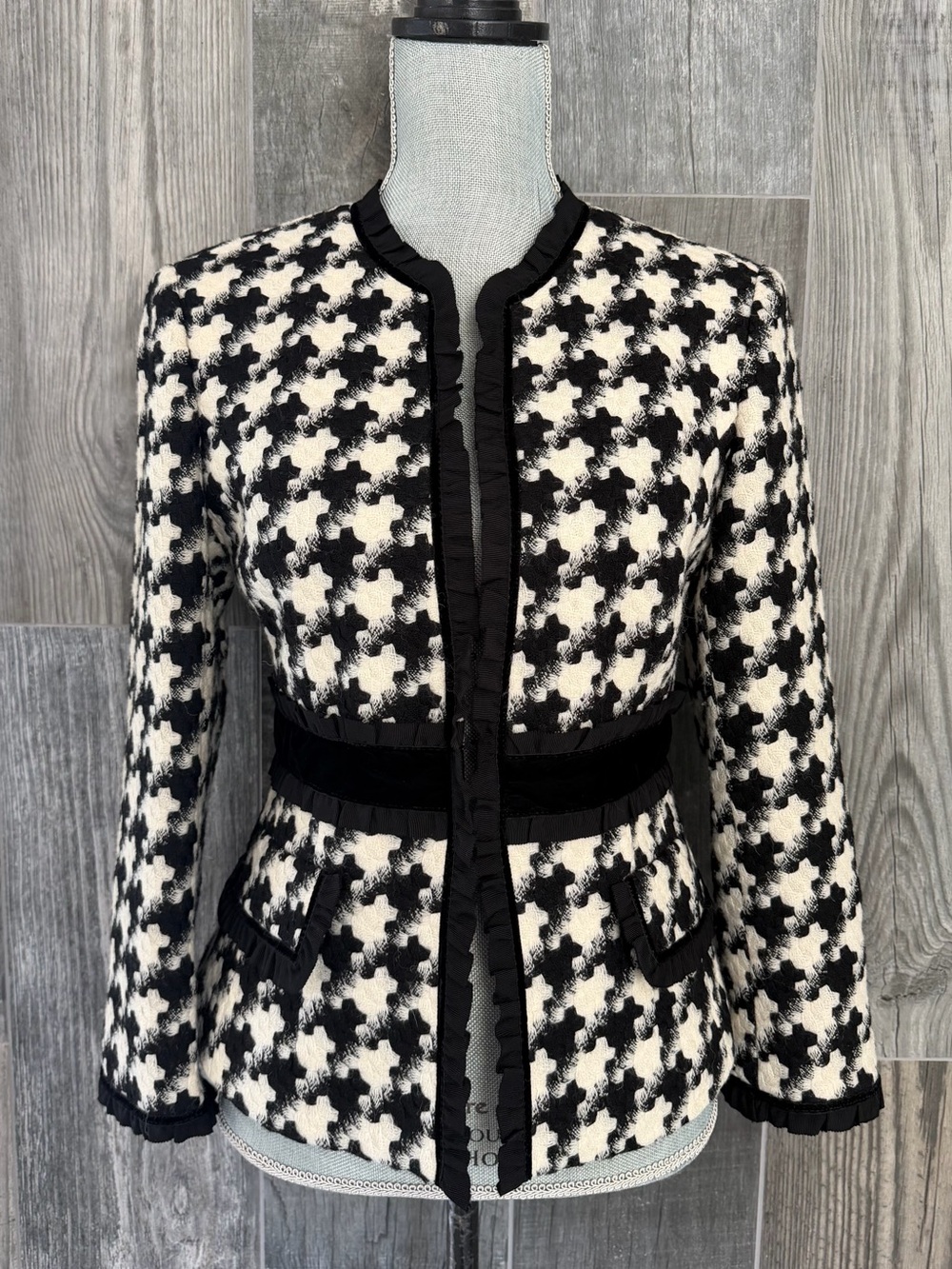 Vintage Nanette Lenore Houndstooth & Velvet Blazer